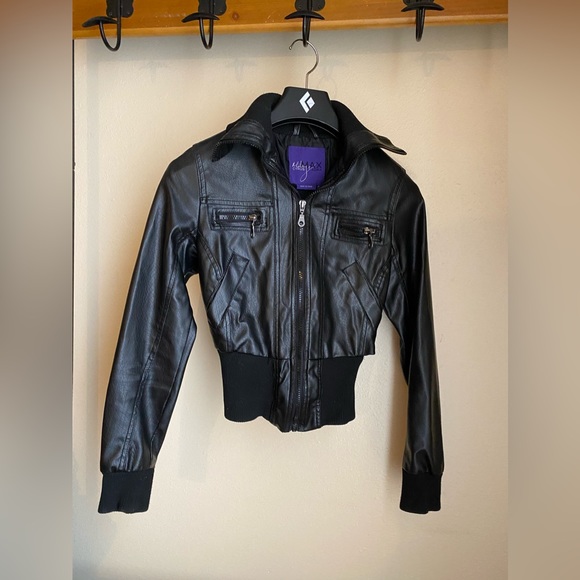 Miley Cyrus Black Faux Leather Jacket Girls XS - Picture 3 of 14